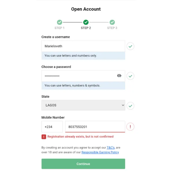 Bet9ja registration issues