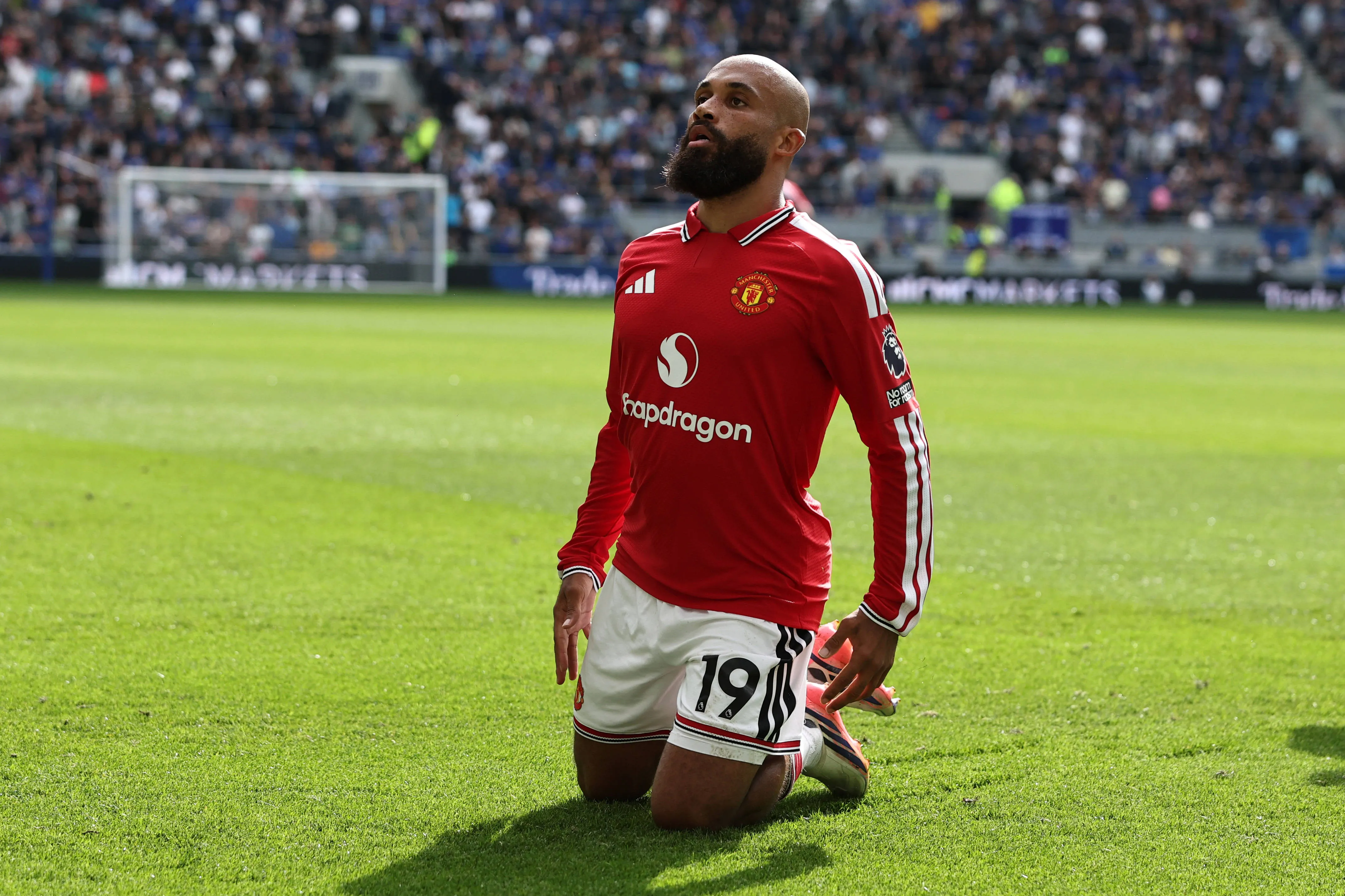 Bryan Mbuemo of Manchester United celebrates after scoring