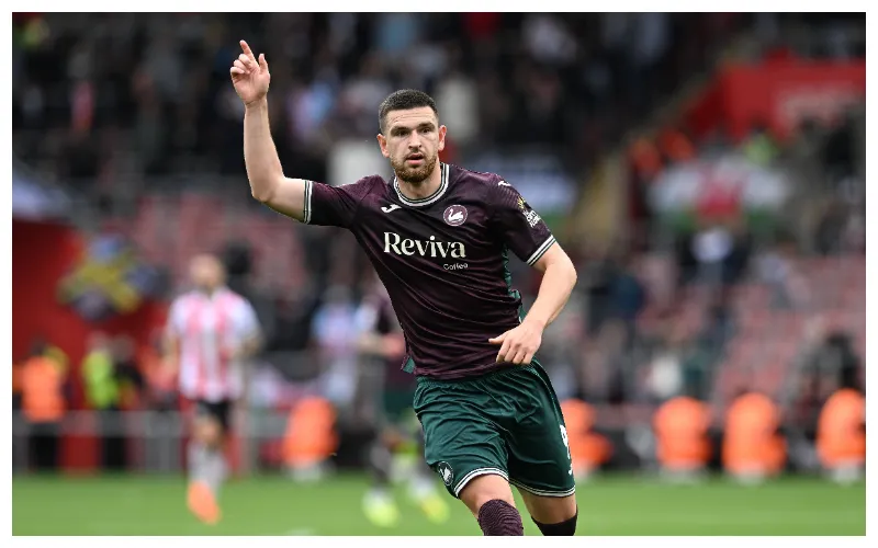 Zan Vipotnik, celebrating his goal for Swansea || Credit - IMAGO /&nbsp;Pro Sports Images