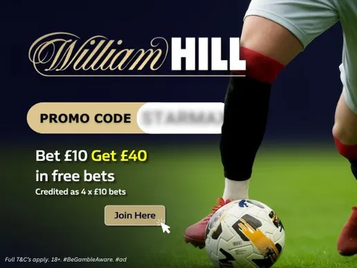William Hill Promo Code : Get &pound;40 in free bets