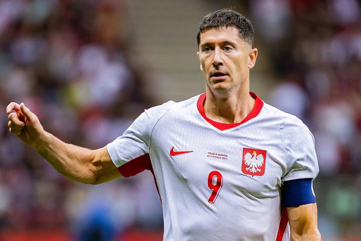 Robert Lewandowski in action for Poland. 