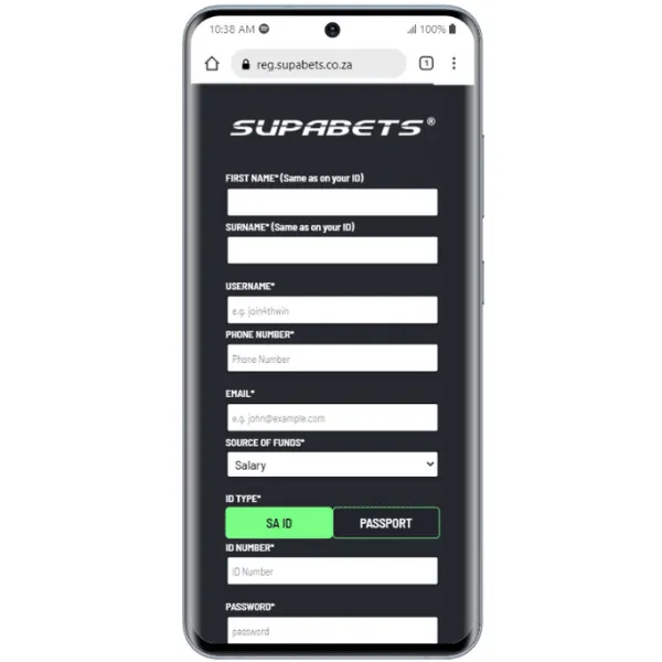 Register your account on Supabets app