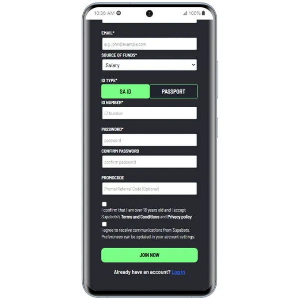 Register your account on Supabets app