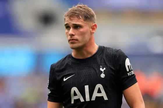 Tottenham defender Micky van de Ven pictured in action