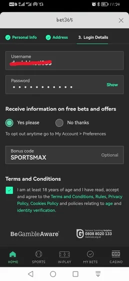 how to sign up with the Bet365 Bonus Code Sportsmax