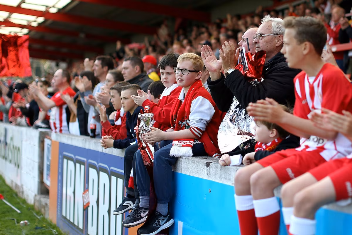 Accrington Stanley fans applaude the players during the Sky Bet League Two match between Accrington Stanley and Stevenage