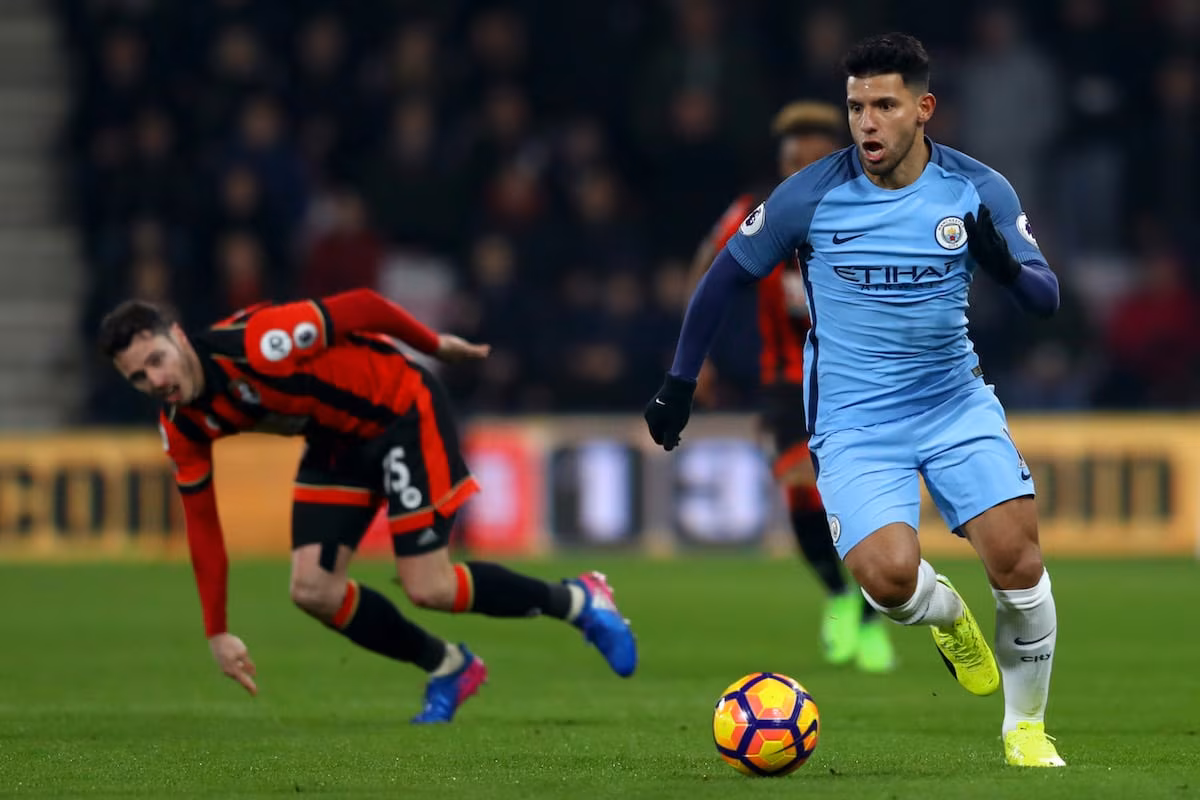 Sergio Aguero playing for Manchester City