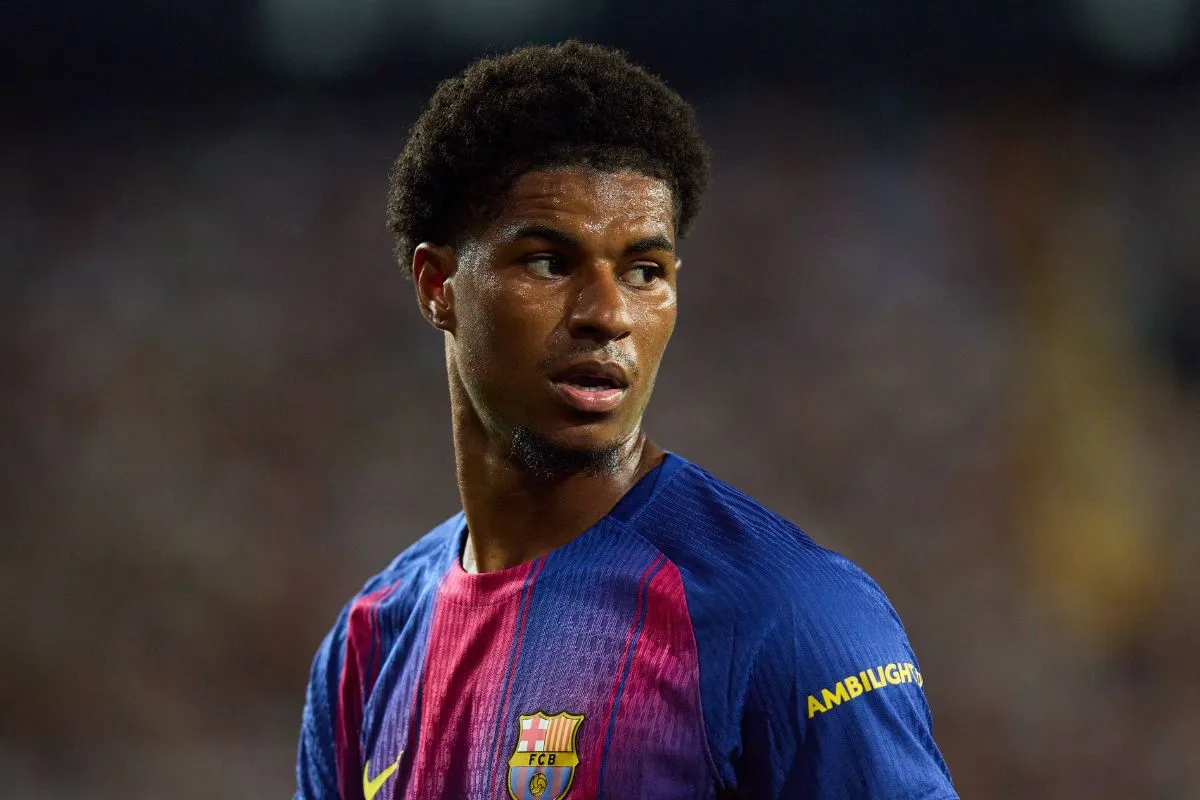 Marcus Rashford pictured in action for Barcelona. 