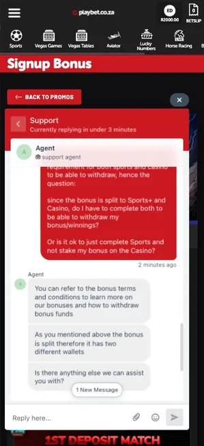 Playbet bonus confirmation