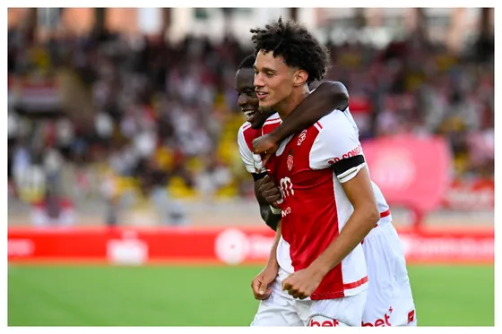 Maghnes Akliouche celebrating his goal for Monaco || Credit - Imago