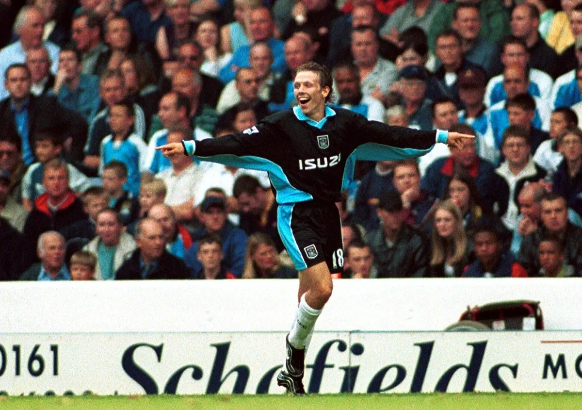 Fotboll, Premier League, Manchester City &ndash; Coventry: Craig Bellamy, Coventry (Jubel) *** Soccer, Premier League, Manches