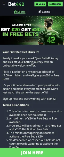 Bet442 sign up offer