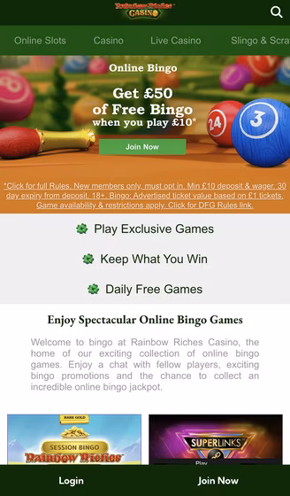 Rainbow riches bingo bonus