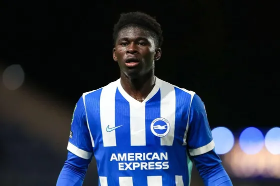 Brighton midfielder Carlos Baleba in action