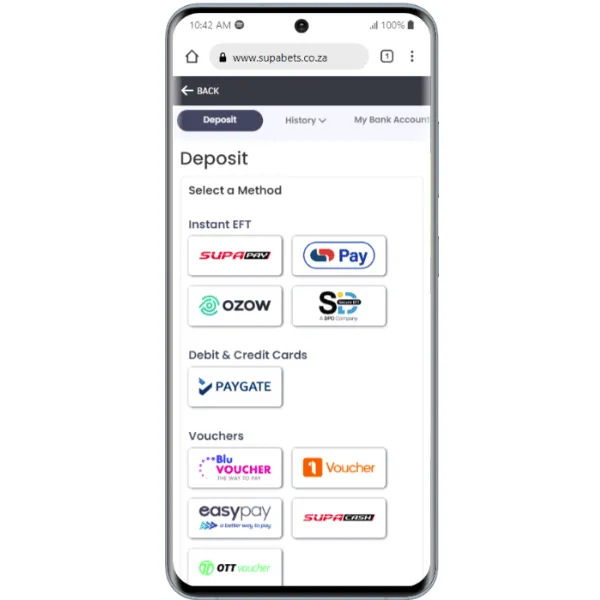Deposit money on Supabets app
