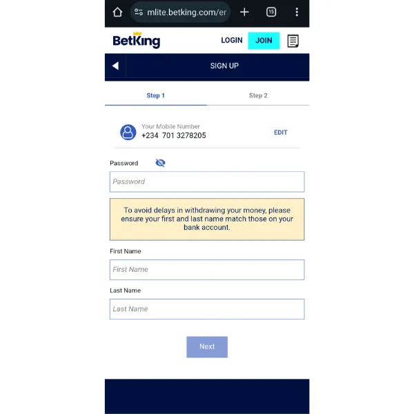 BetKing old mobile