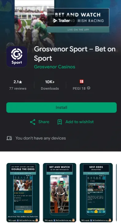 Grosvenor sports Android app download