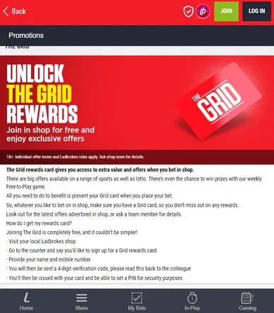 ladbrokes the grid loyalty program card uk