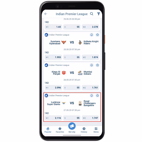 Selecting a pre-match IPL bet on LSG vs. RCB 