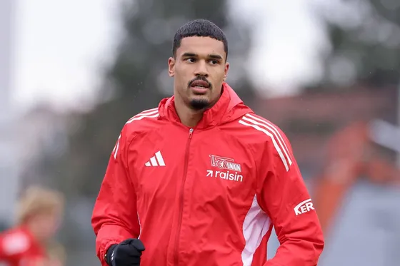 Union Berlin star Danilho Doekhi pictured in training.