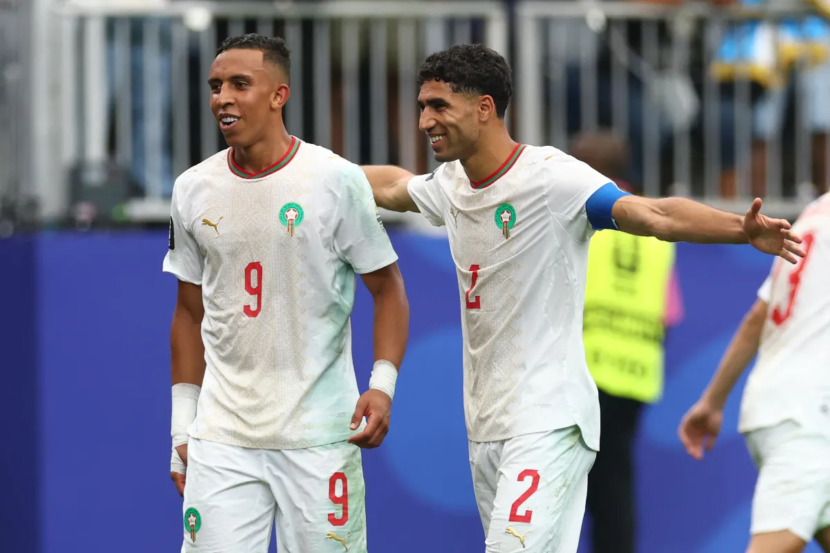 Morocco celebrate a goal at the world cup