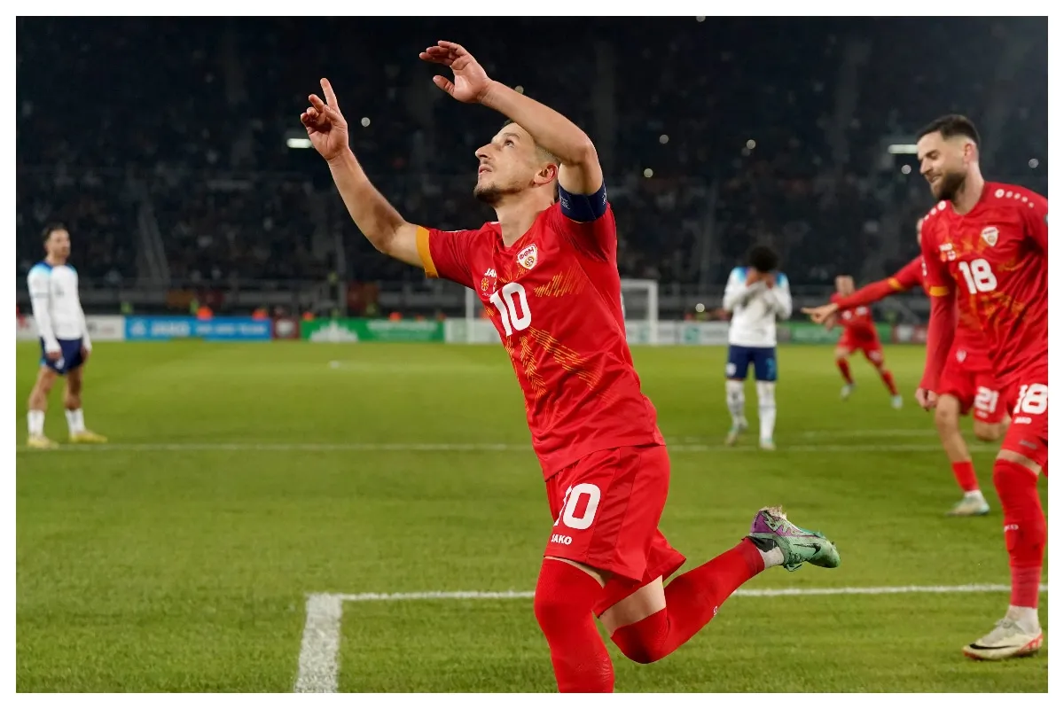 Enis Bardhi celebrating his goal for North Macedonia || CreditIMAGO / PA Images
