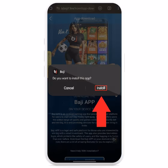 Baji app installation prompt